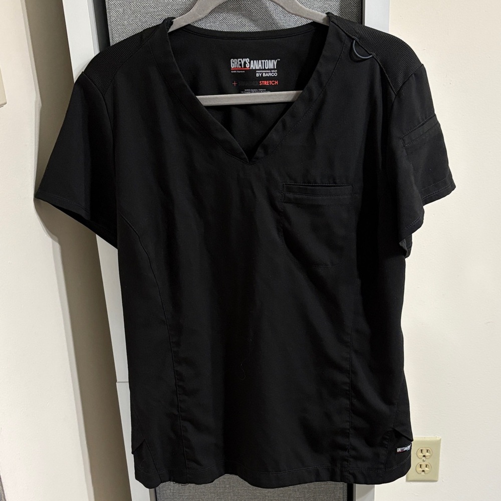 Grey's Anatomy Classic Black V-Neck Scrub Top